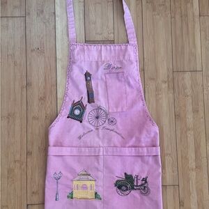Pink custom made Embroidered Cotton Baking Apron with Pockets
